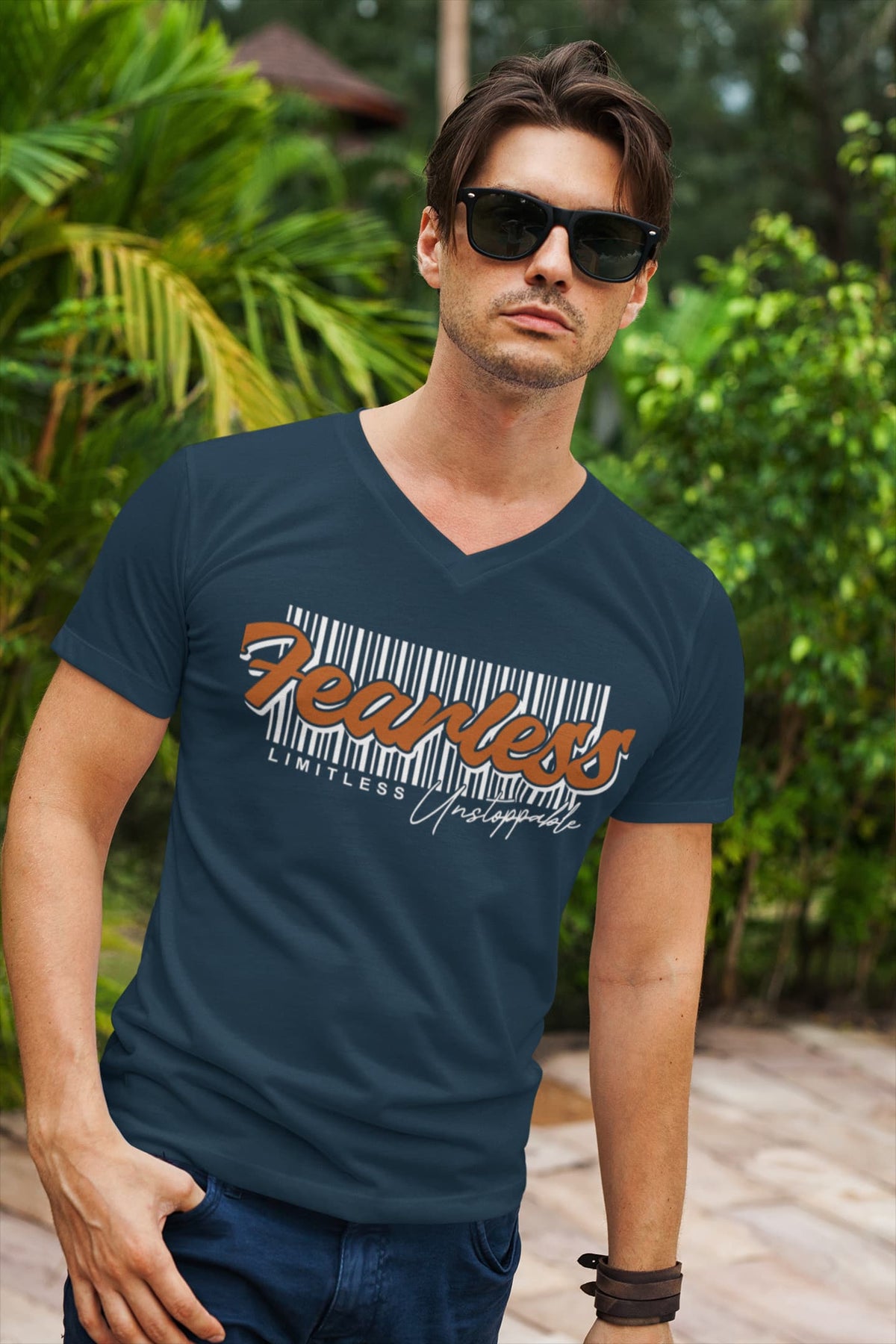 Men's Navy Blue V-Neck T-shirts