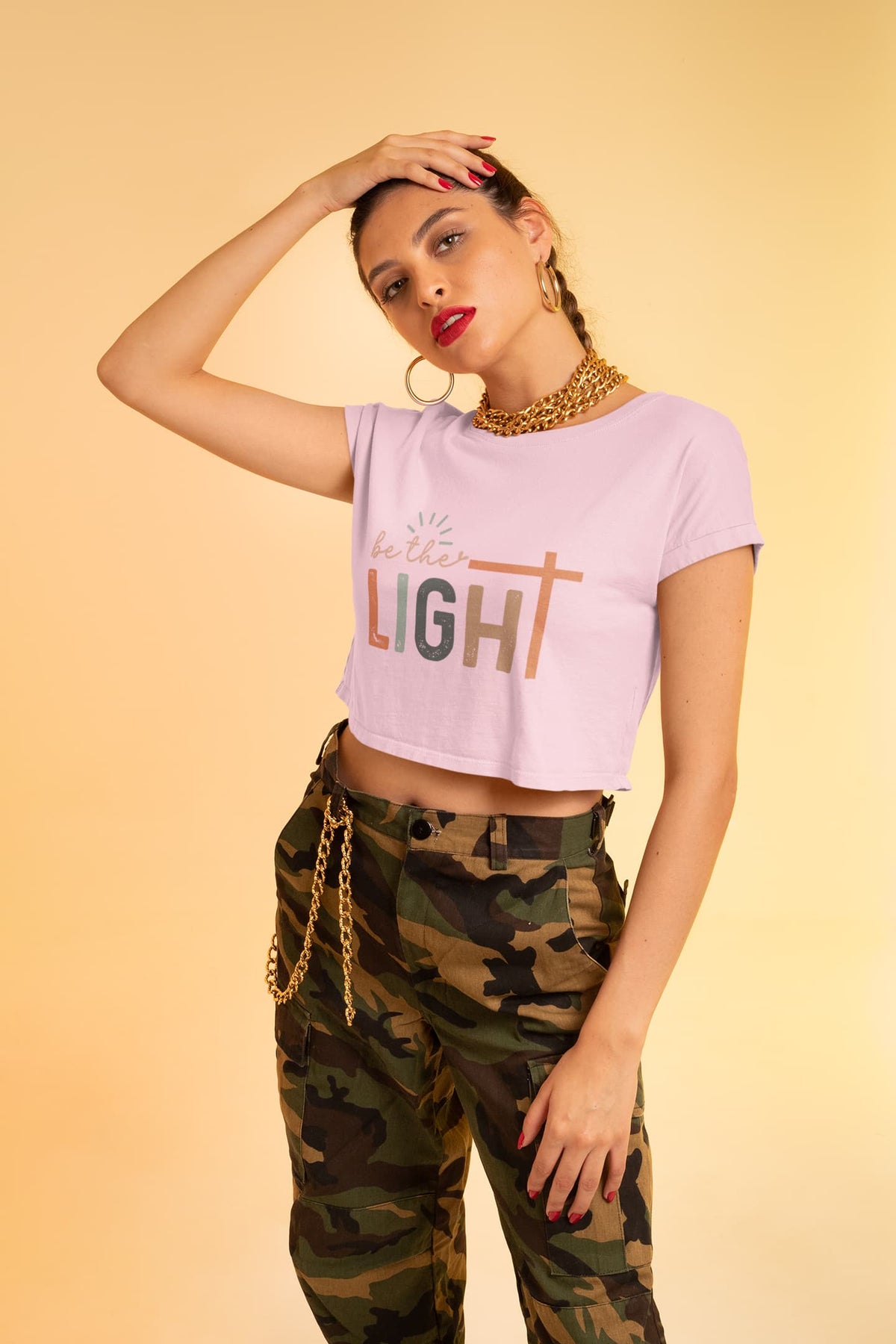 Women's Light Pink Crop Tops
