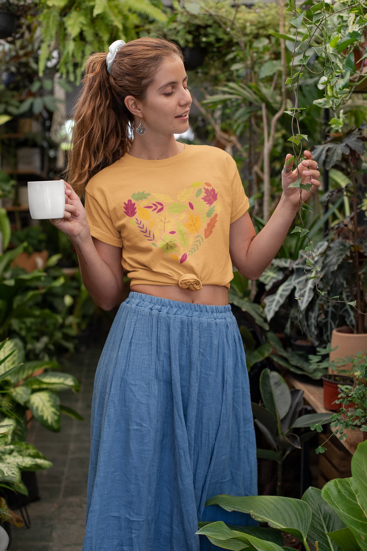 Women's Mustard Yellow Round Neck T-shirts