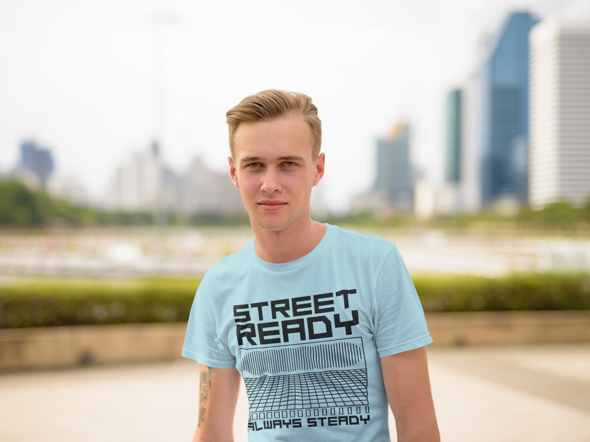 Men's Surf Blue Round Neck T-shirts