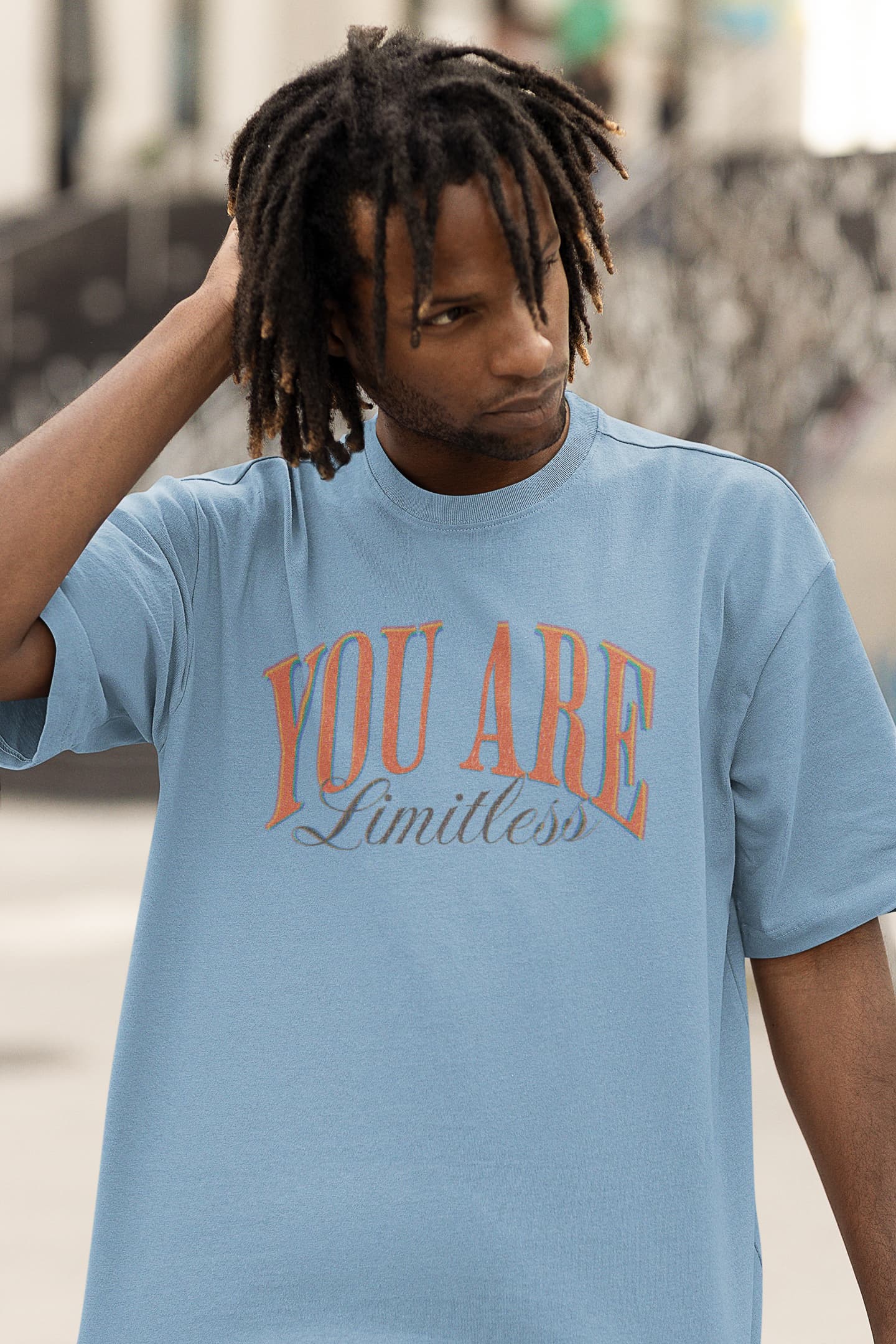 Men's Baby Blue Oversized Round Neck T-shirts