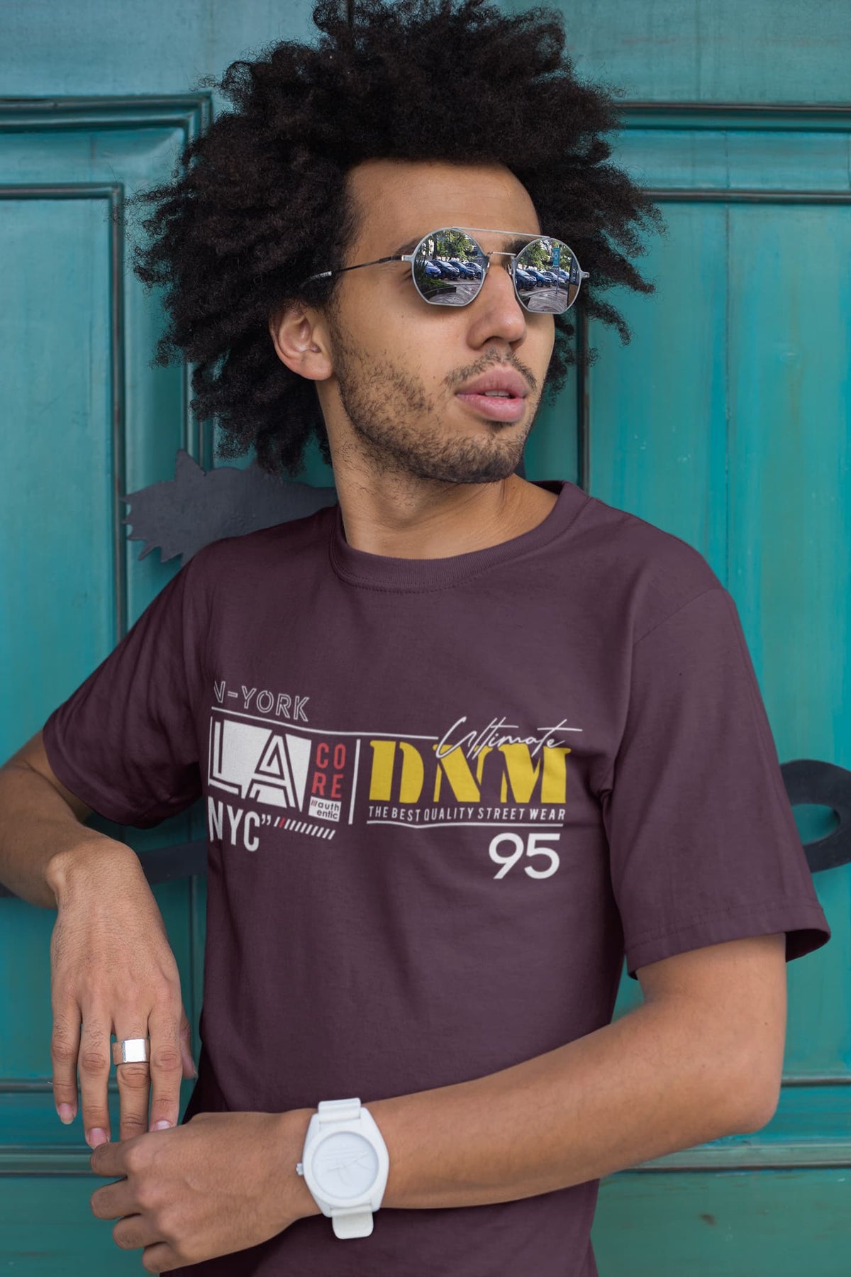 Men's Burgundy Round Neck T-shirts