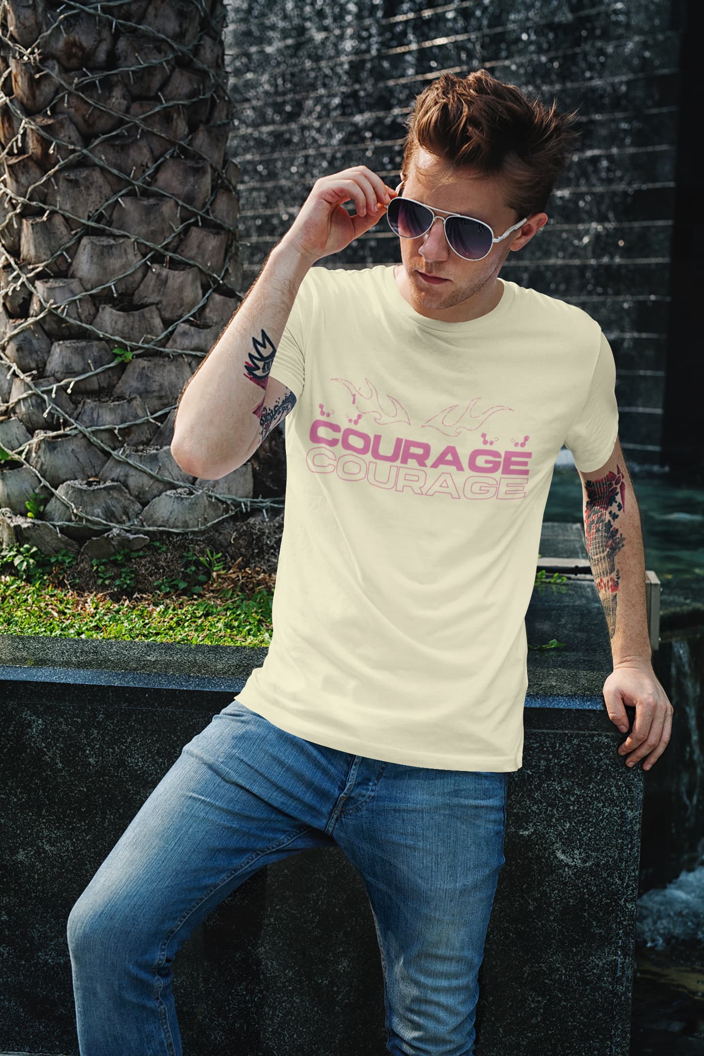 Men's Almond Round Neck T-shirts