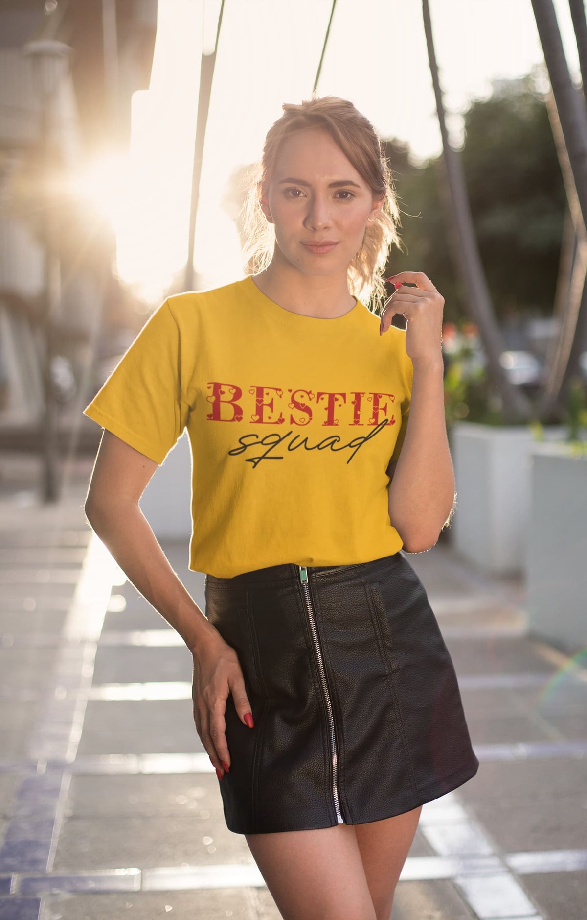 Women's Golden Yellow Round Neck T-shirts