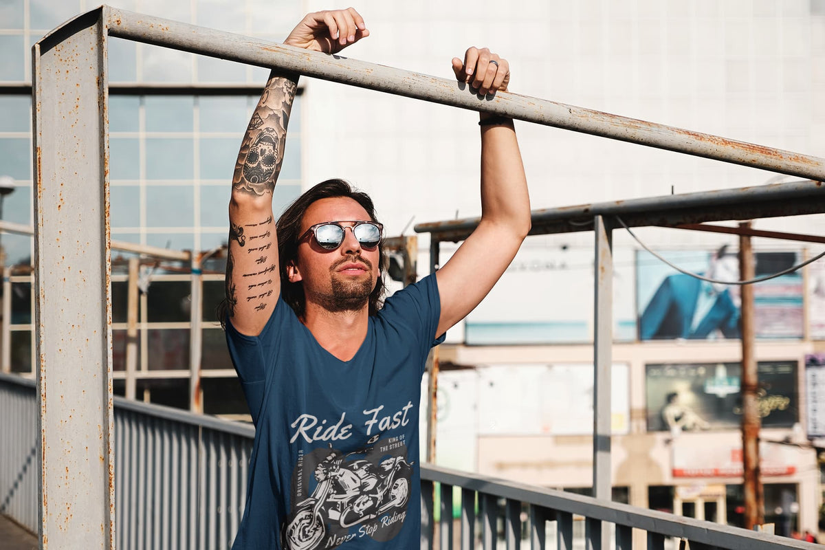 Men's Navy Blue V-Neck T-shirts