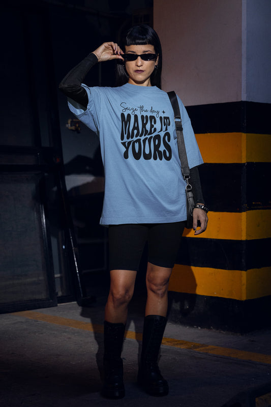 WOMENS BABY BLUE OVERSIZED T-SHIRT