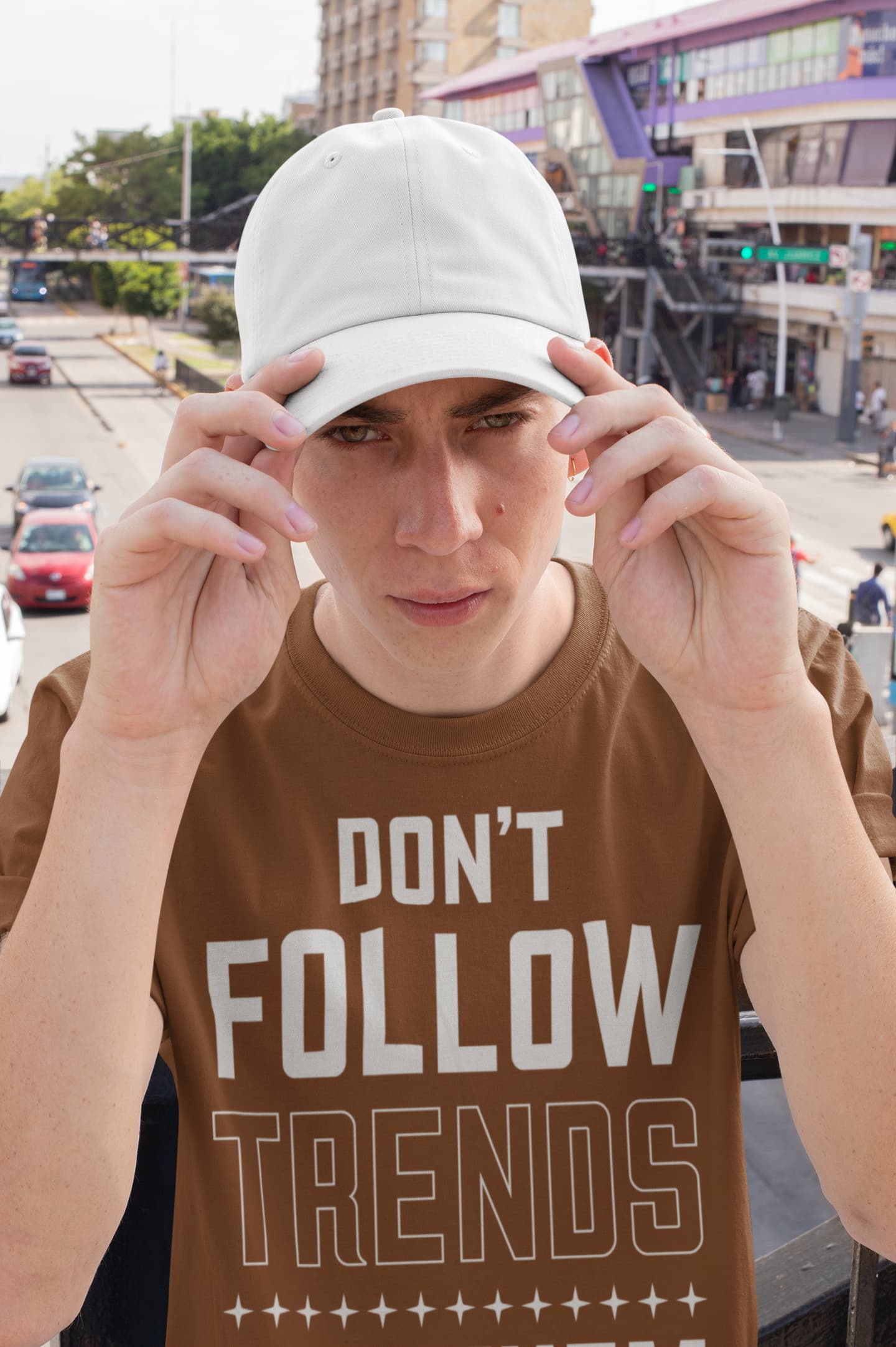 Men's Coffee Brown Round Neck T-shirts