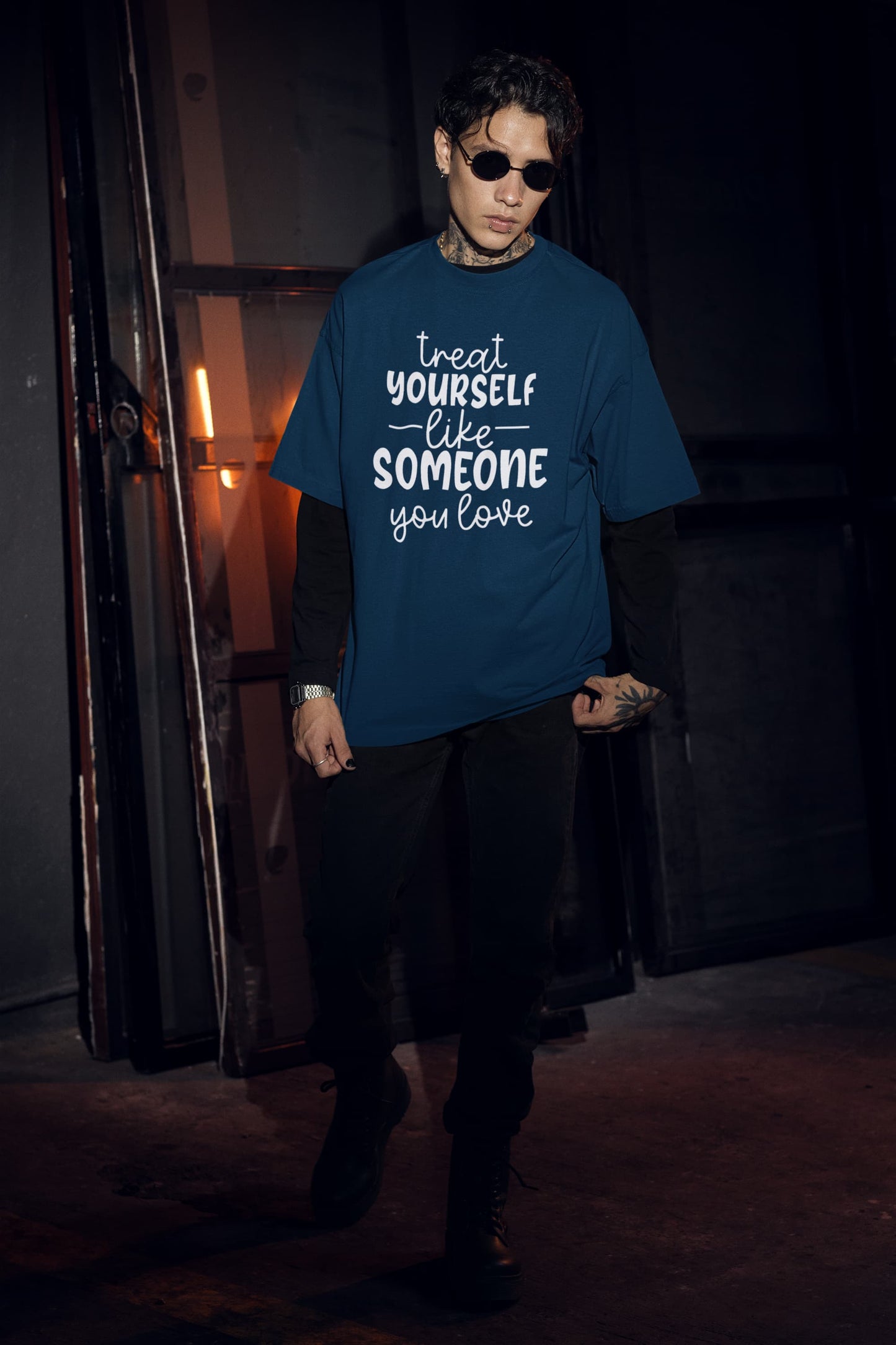 MENS NAVY BLUE OVERSIZED T-SHIRT