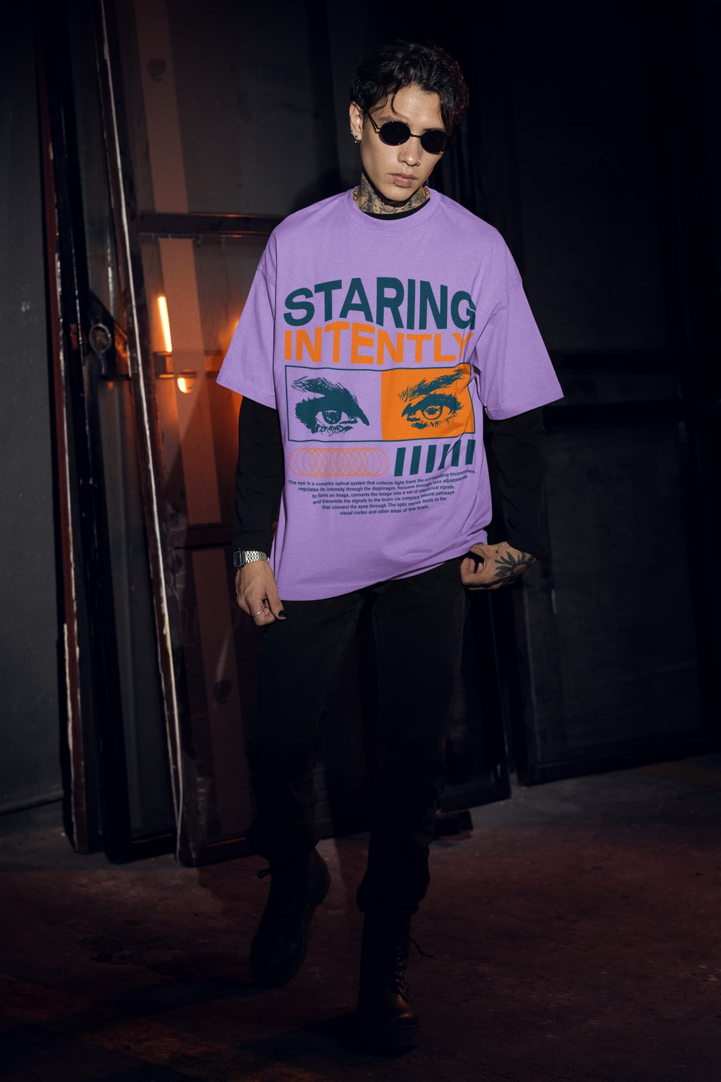 Men's Iris Lavender Oversized Round Neck T-shirts
