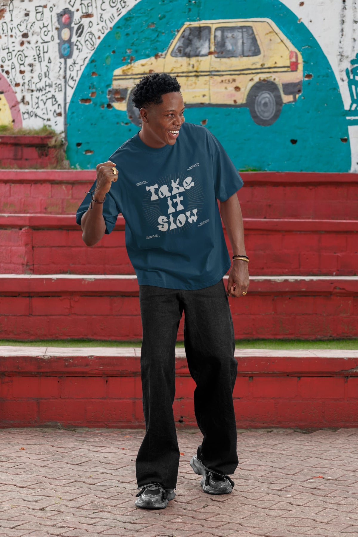 MENS NAVY BLUE OVERSIZED T-SHIRT