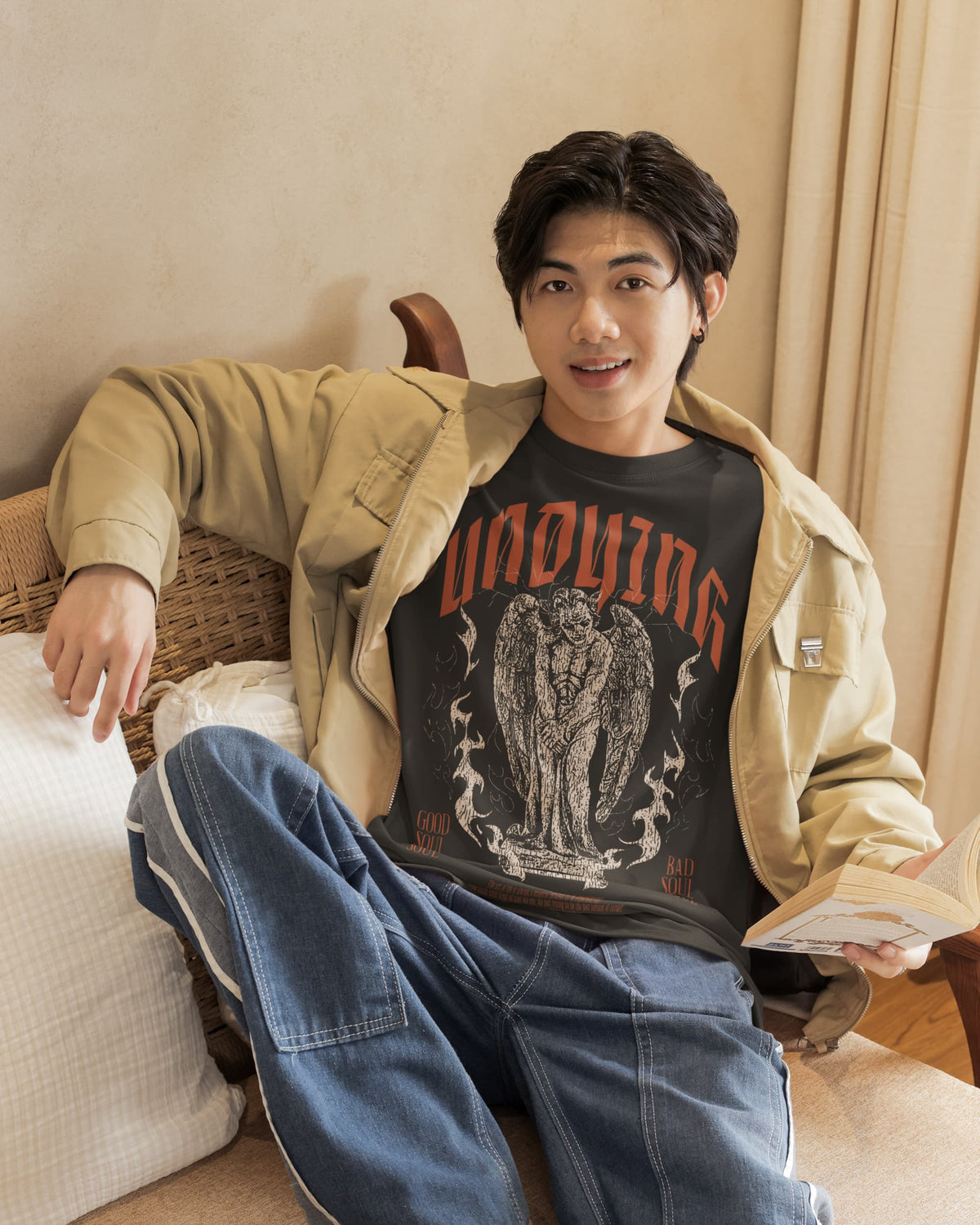 Men's Black Oversized Round Neck T-shirts