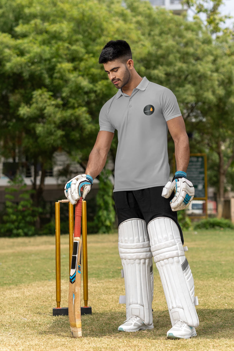 MENS MELANGE GREY POLO T-SHIRT