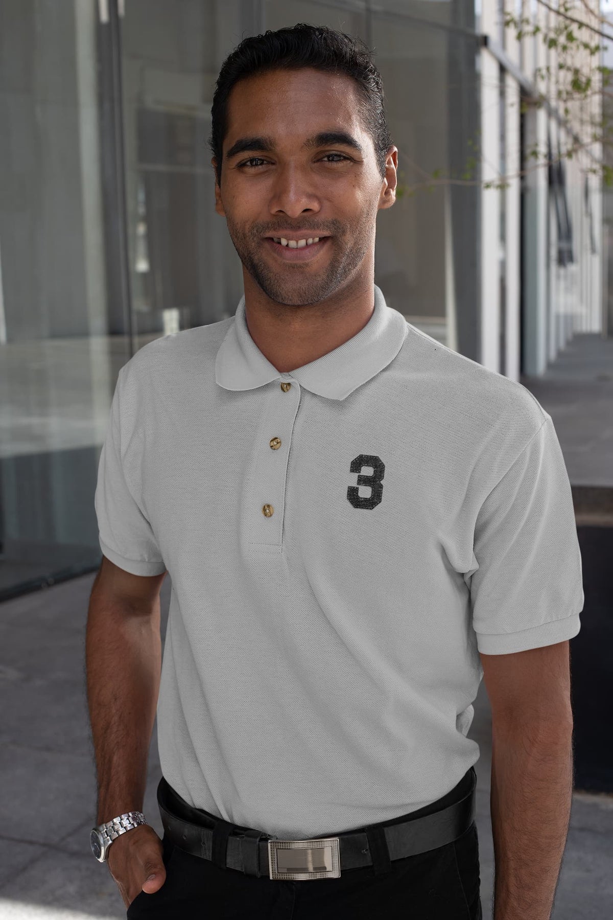 Men's Melange Grey Polo T-shirts