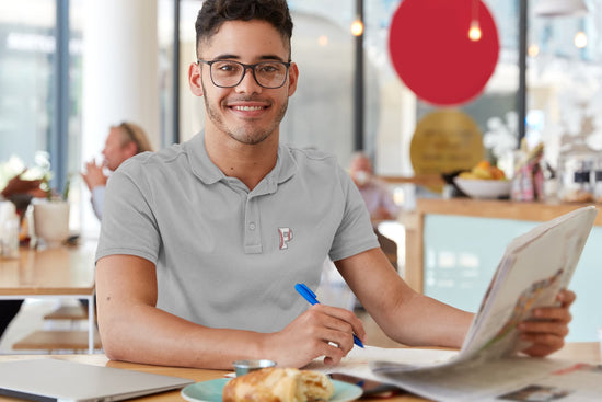 MENS MELANGE GREY POLO T-SHIRT