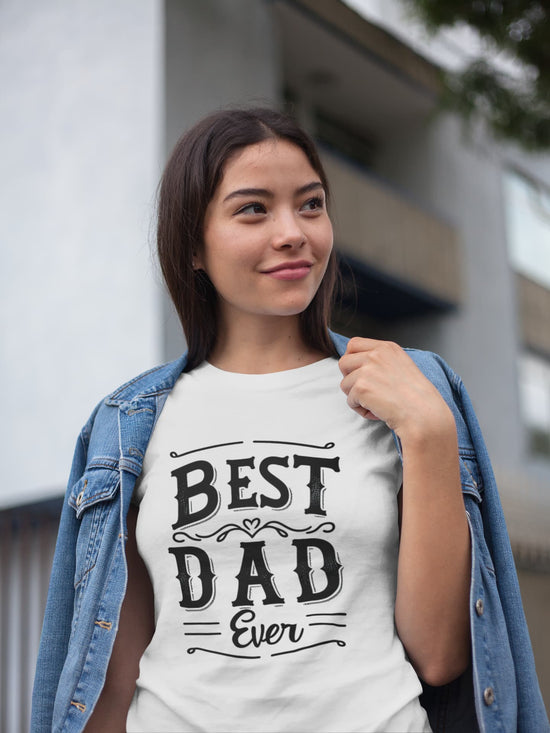 Woman wearing a white t-shirt with &
