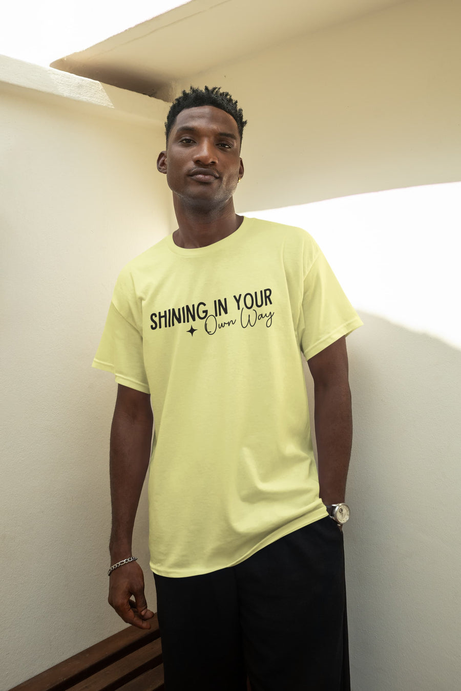 MENS BUTTER YELLOW ROUNDNECK T-SHIRT