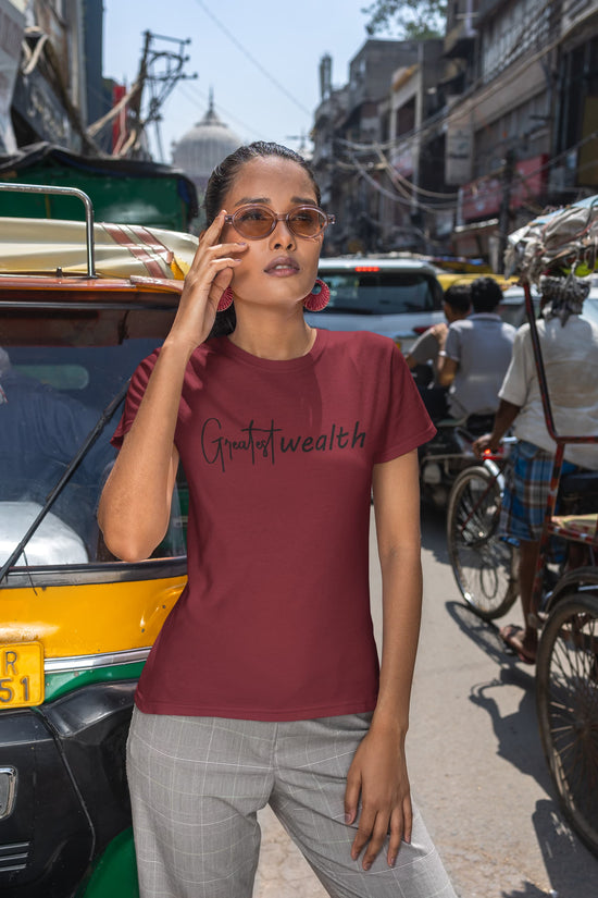 WOMENS MAROON ROUNDNECK T-SHIRT