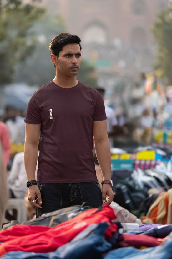 MENS BURGUNDY ROUNDNECK T-SHIRT