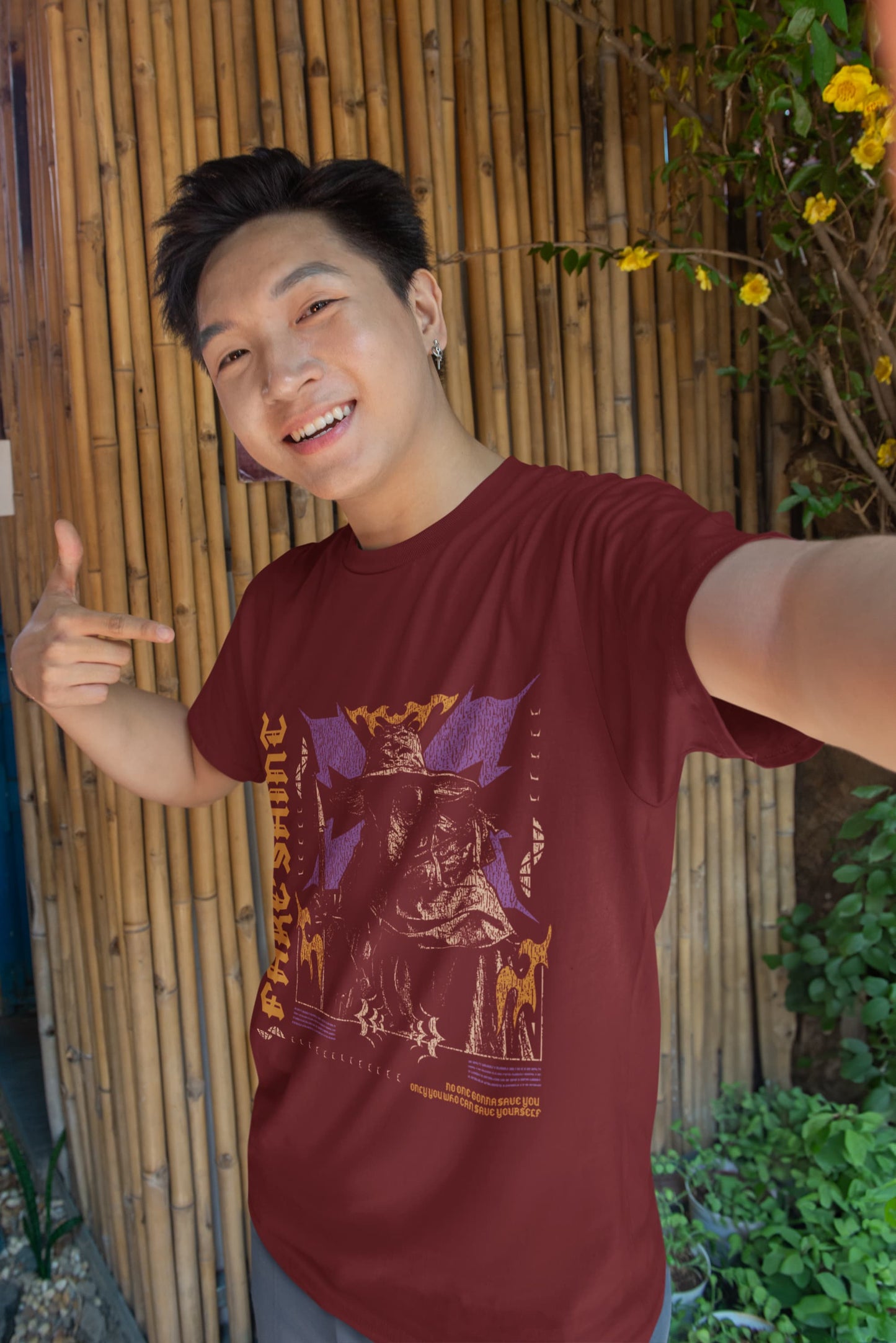 Men's Maroon Round Neck T-shirts