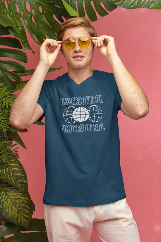 MENS NAVY BLUE VNECK T-SHIRT