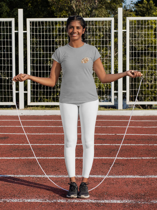 Women's Melange Grey Round Neck T-shirt