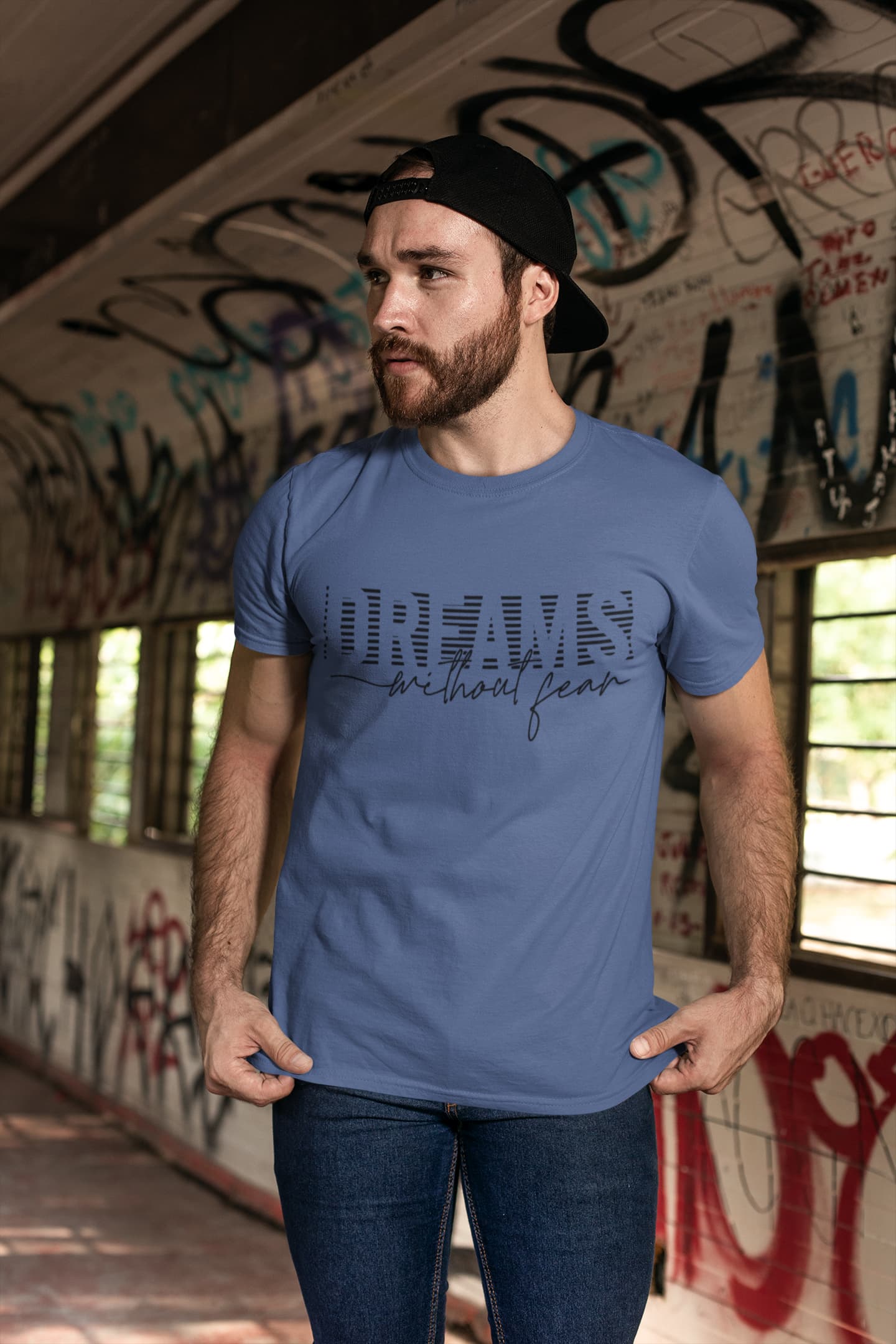 Men's Smoke Blue Round Neck T-shirts