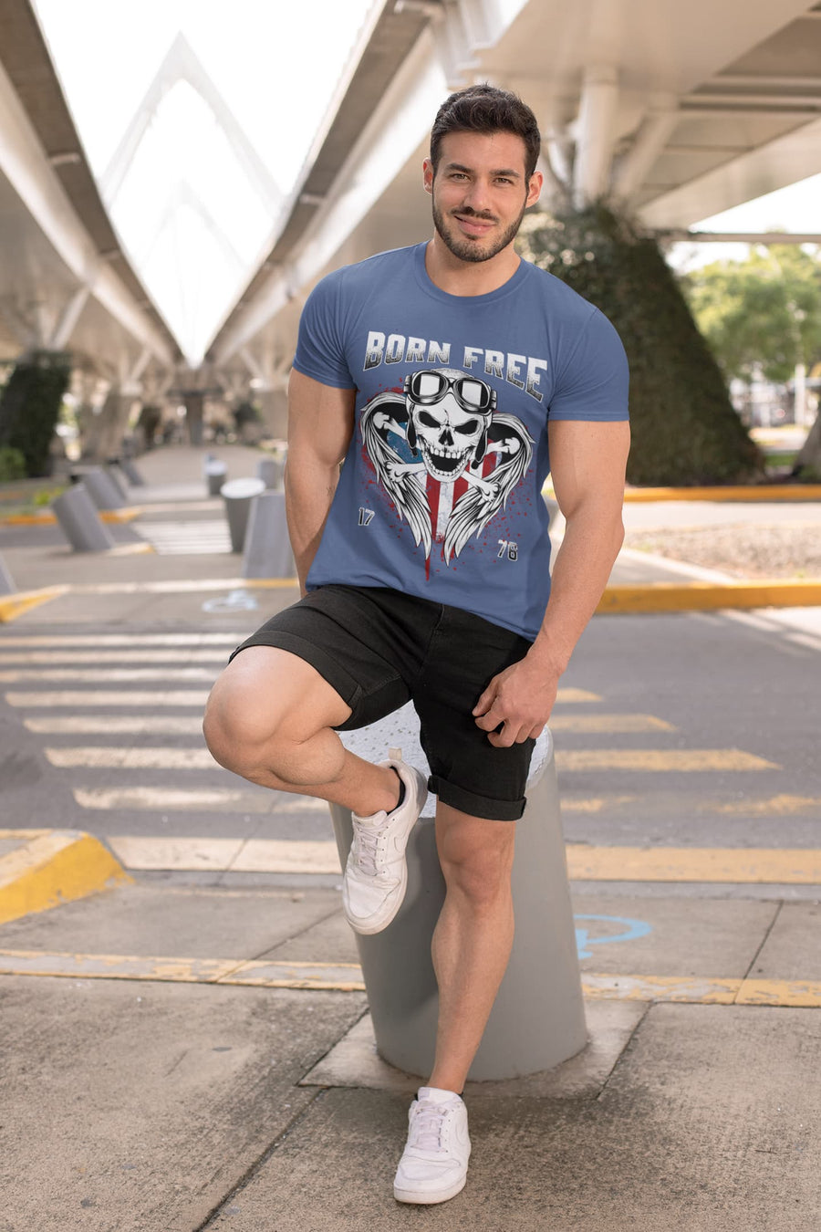 Men's Smoke Blue Round Neck T-shirts