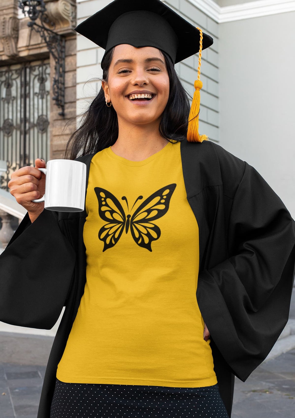 Women's Golden Yellow Round Neck T-shirts