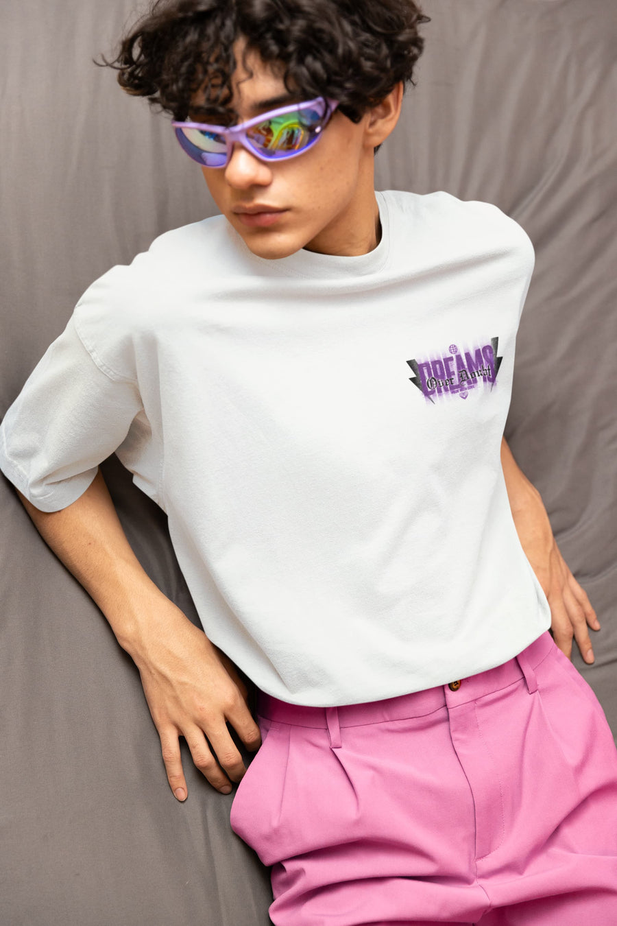 Men's White Oversized Round Neck T-shirts