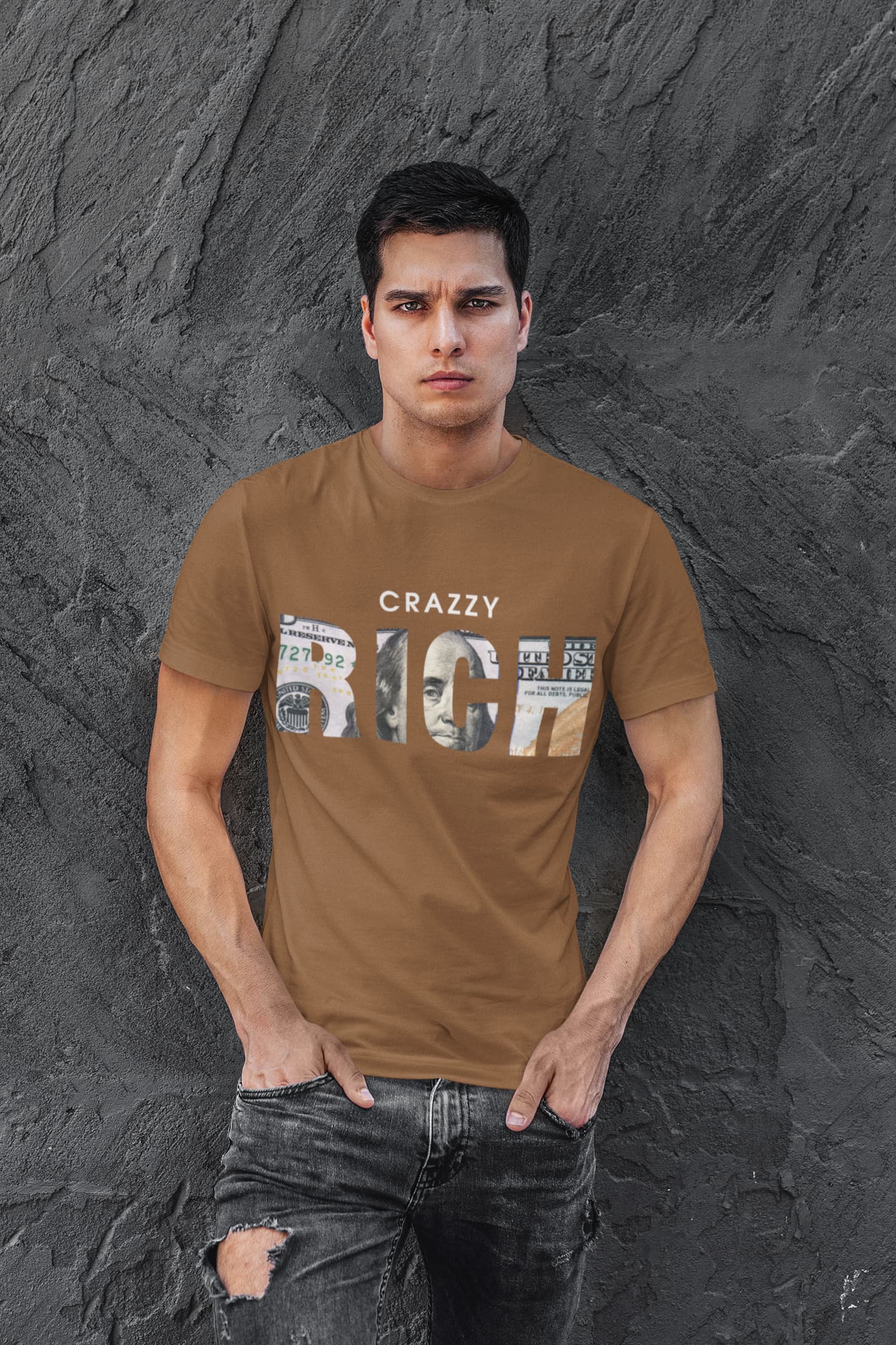 Men's Chocolate Brown Round Neck T-shirts