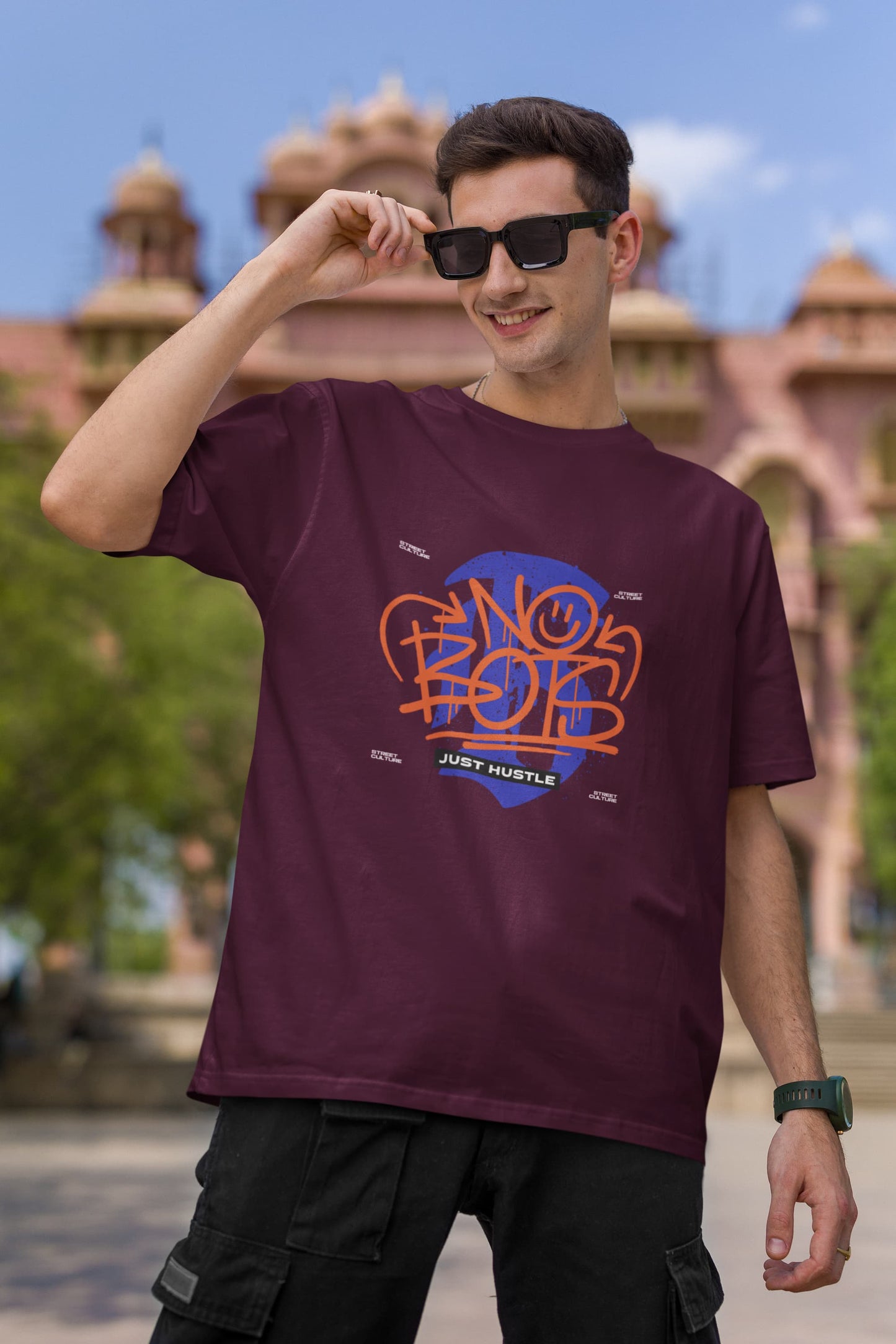 MENS BURGUNDY OVERSIZED T-SHIRT