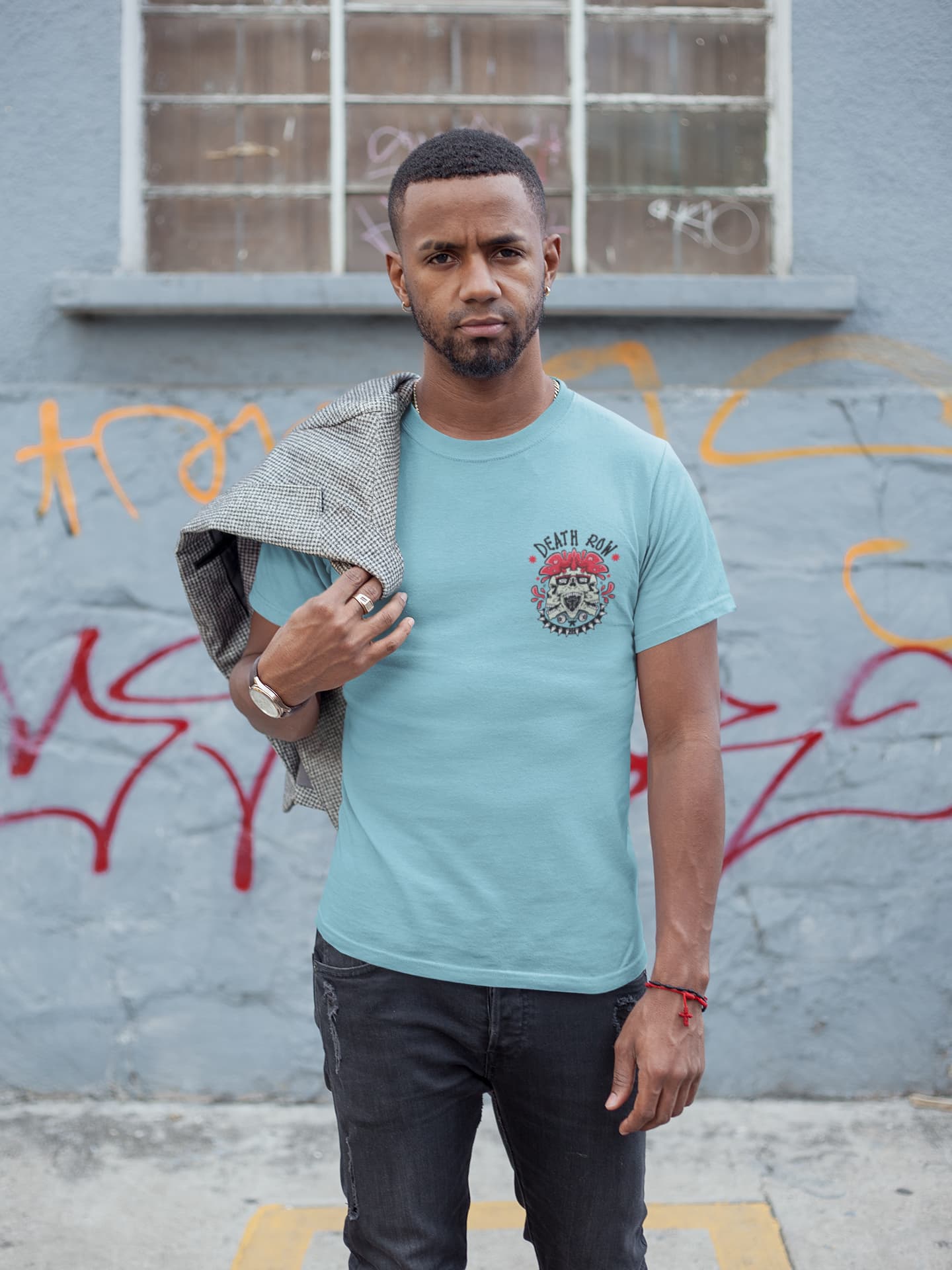 Men's Surf Blue Round Neck T-shirts