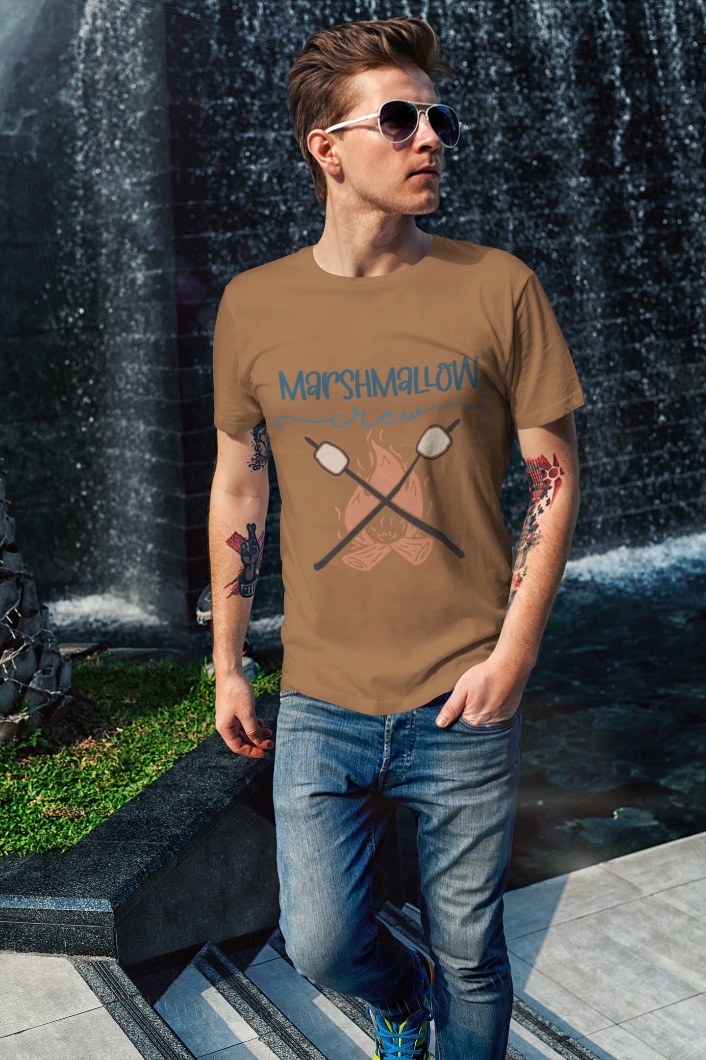 Men's Chocolate Brown Round Neck T-shirts