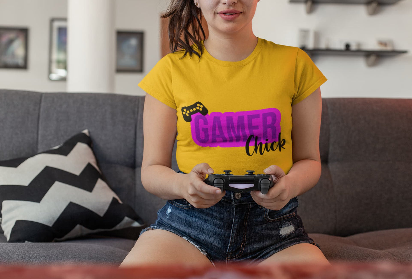 Women's Golden Yellow Round Neck T-shirts