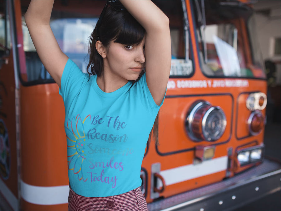 Women's Sky Blue Round Neck T-shirts