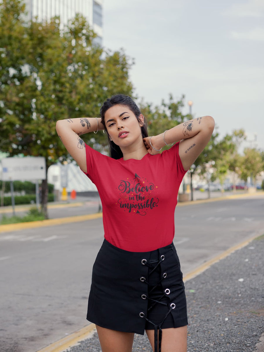 WOMENS RED ROUNDNECK T-SHIRT