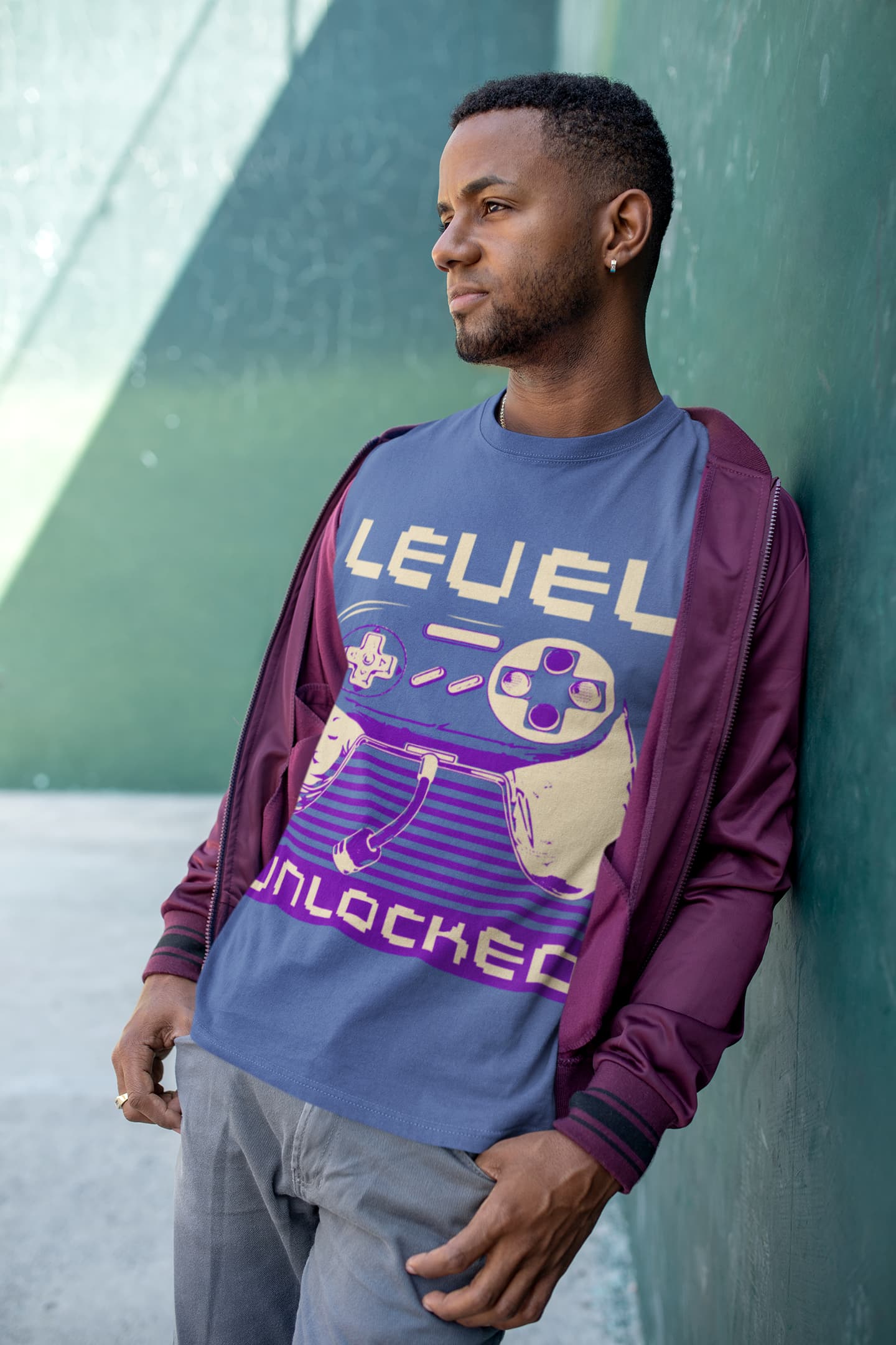 Men's Smoke Blue Round Neck T-shirts
