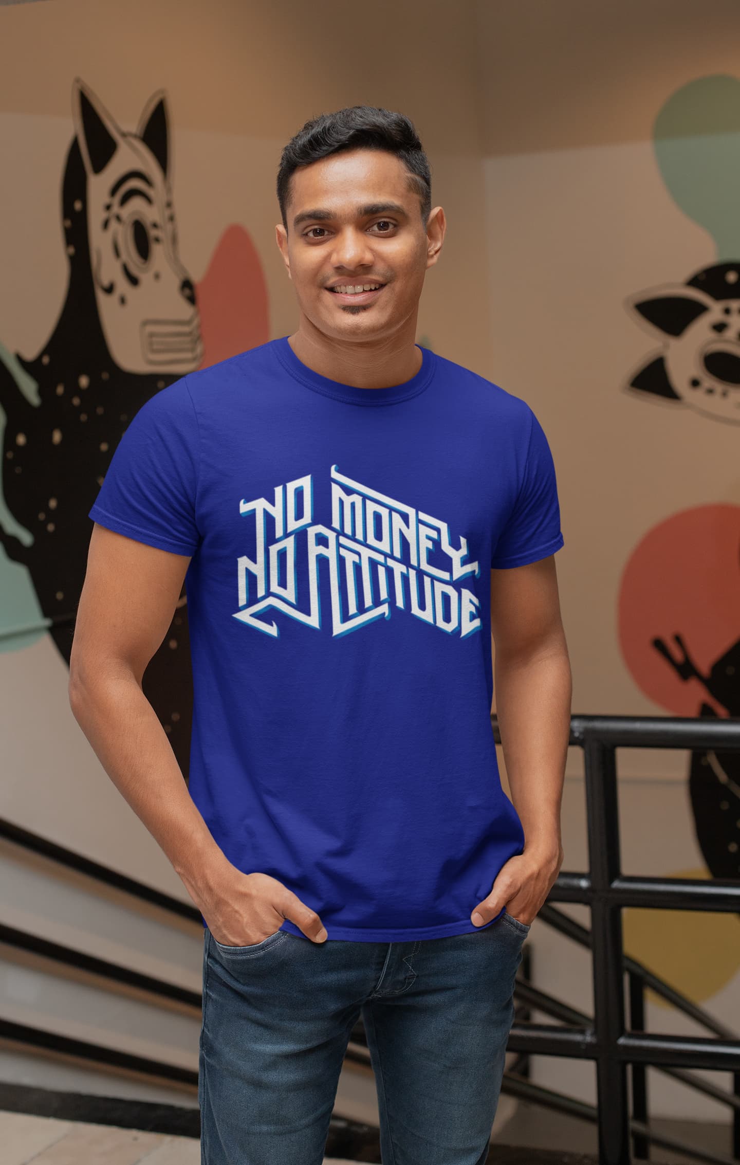 Men's Royal Blue Round Neck T-shirts