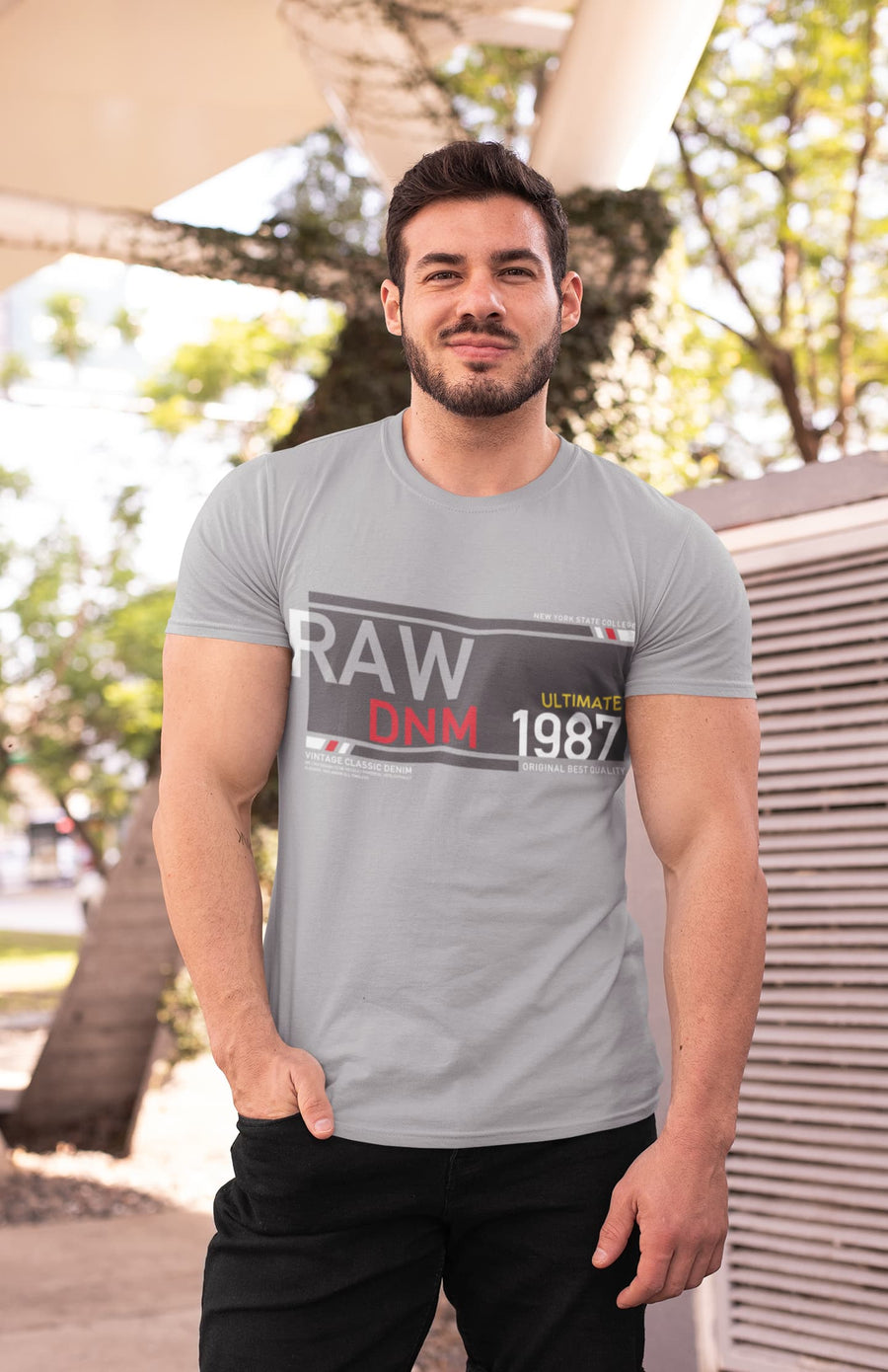 Men's Melange Grey Round Neck T-shirts