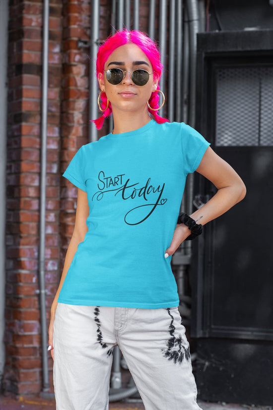 WOMEN SKY BLUE ROUNDNECK T-SHIRT