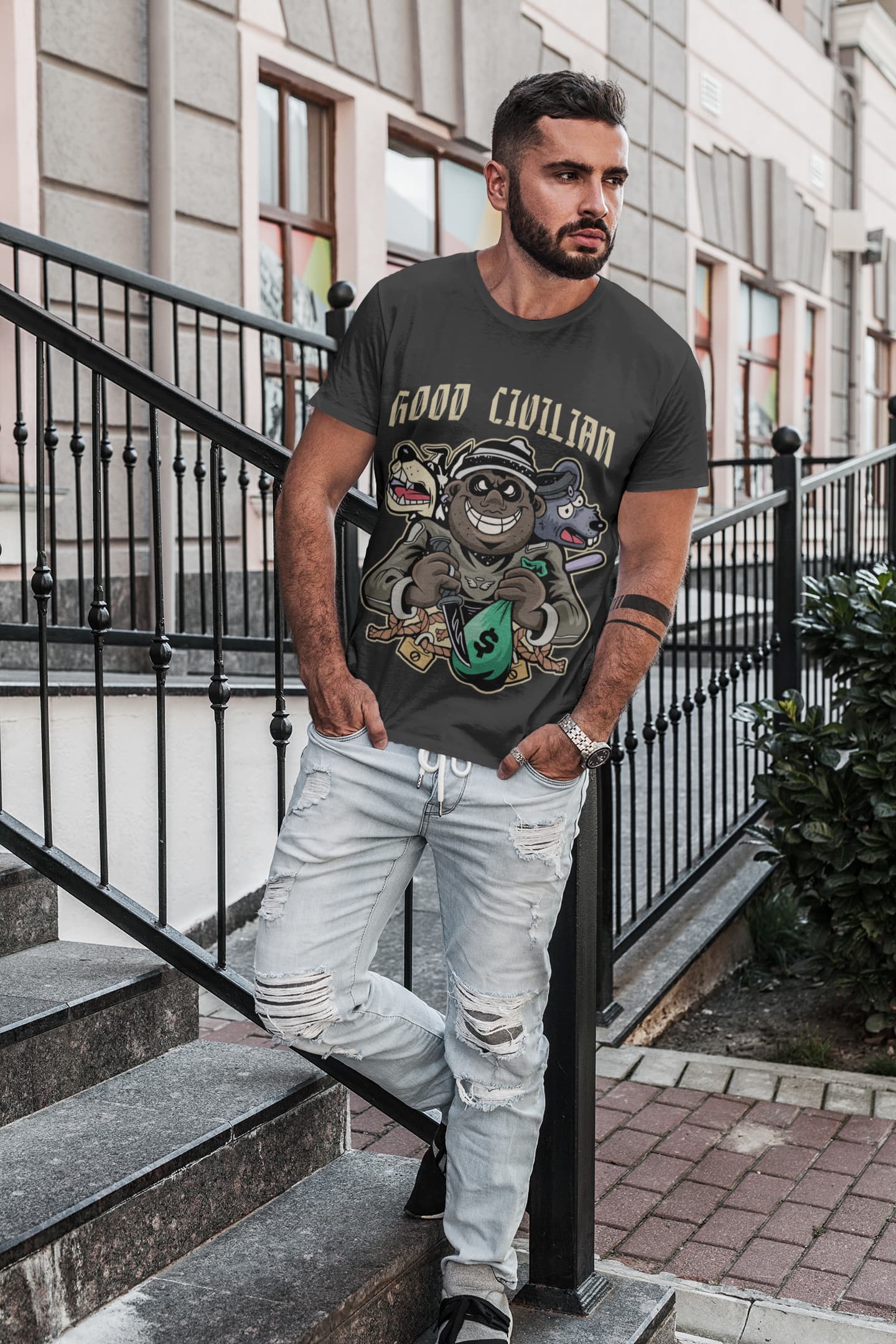 Men's Black Round Neck T-shirt