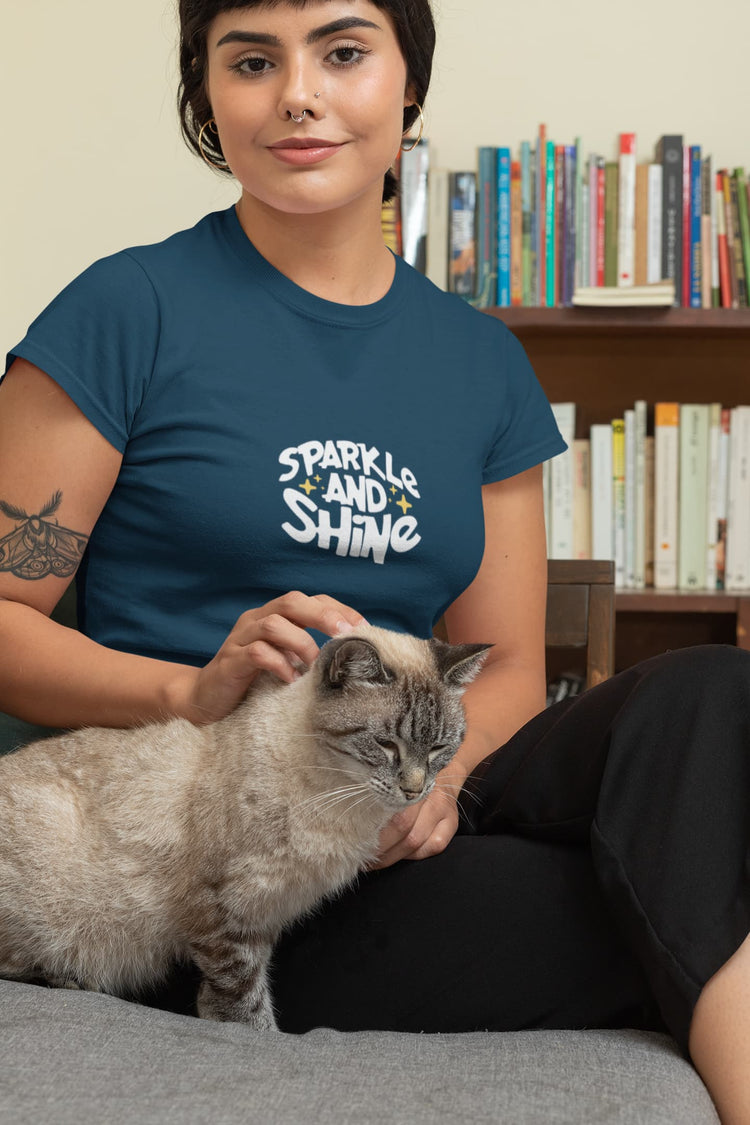 WOMENS NAVY BLUE ROUNDNECK T-SHIRT