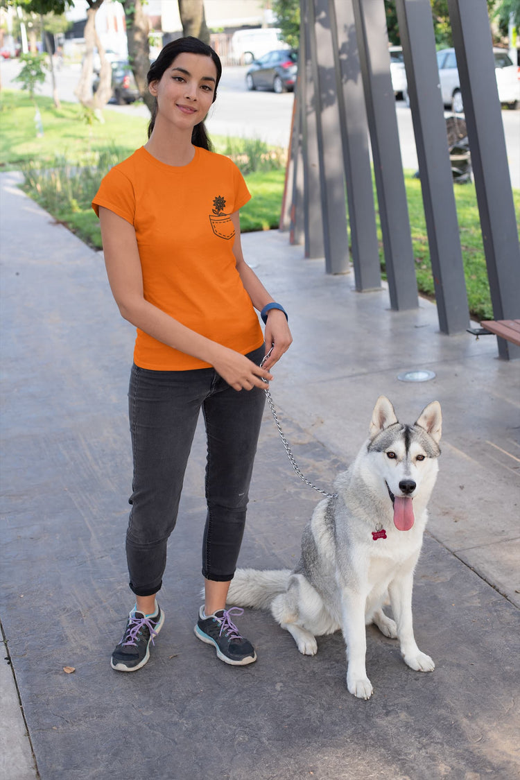 WOMENS ORANGE ROUNDNECK T-SHIRT
