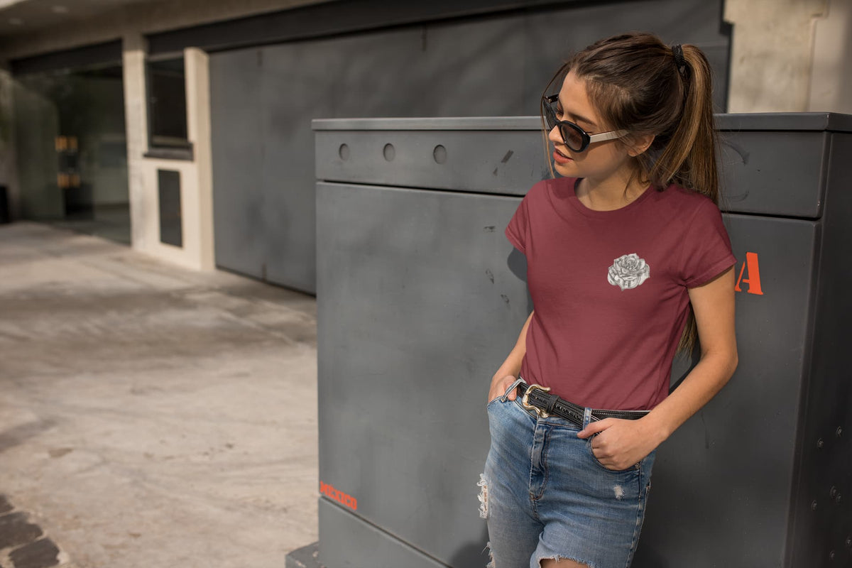 Women's Maroon Round Neck T-shirt