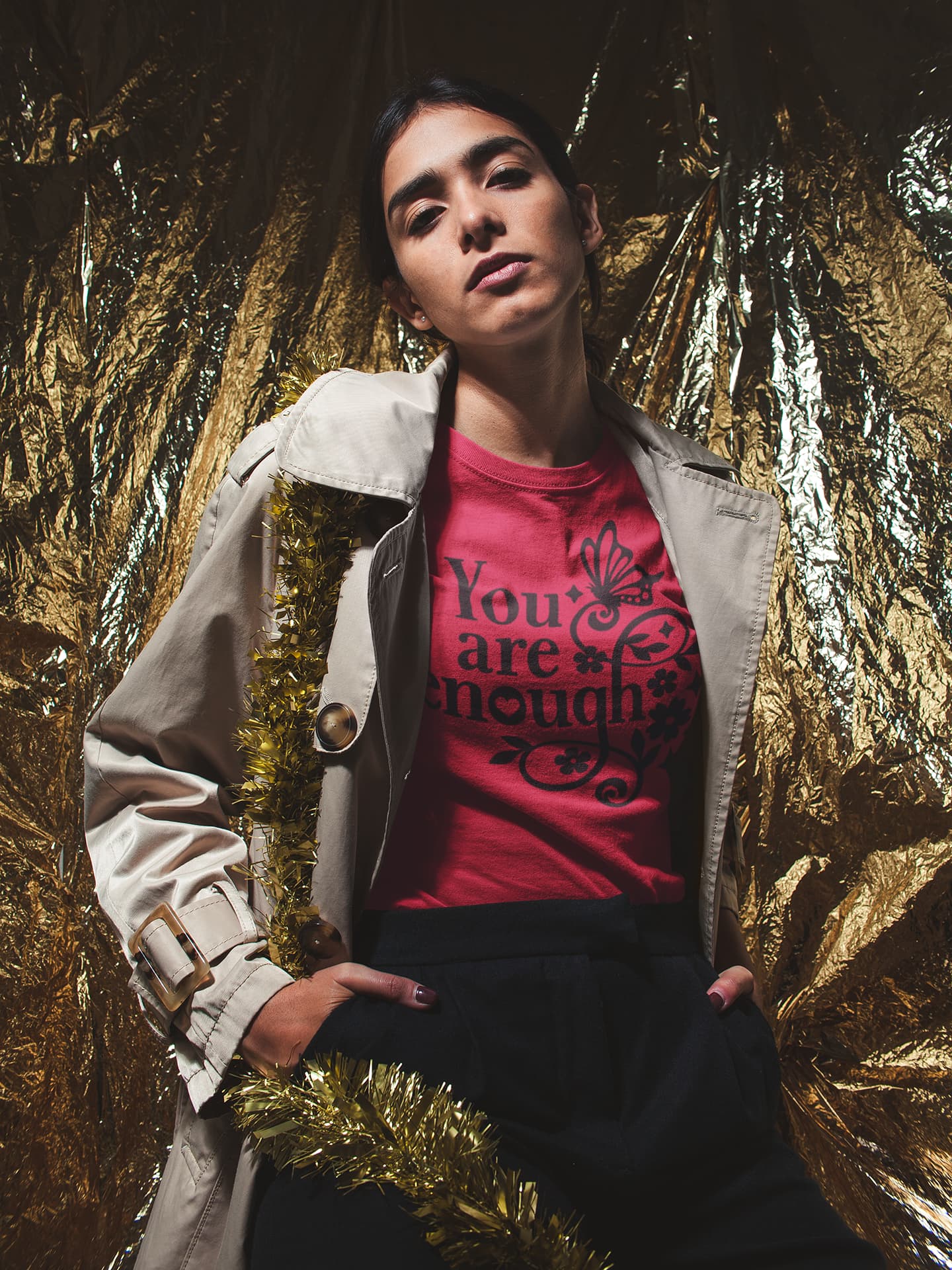 Women's Red Round Neck T-shirts