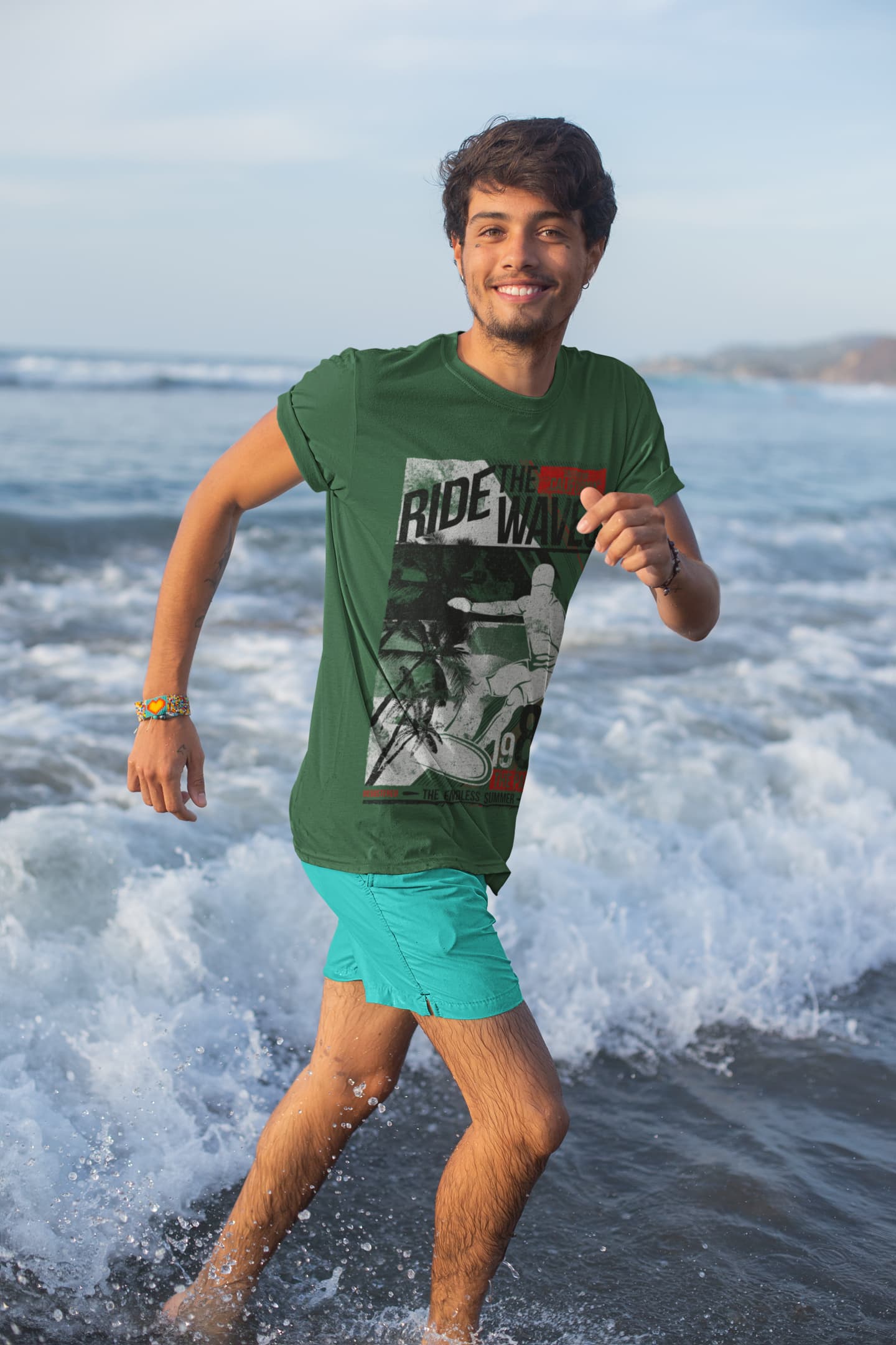 Men's Olive Green Round Neck T-shirts