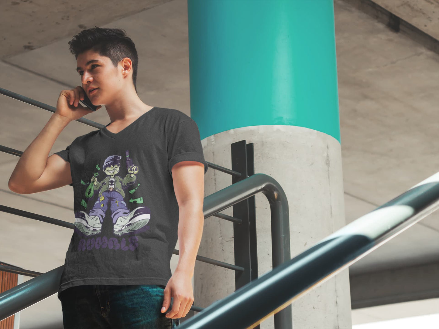 Men's Black V Neck T-shirts