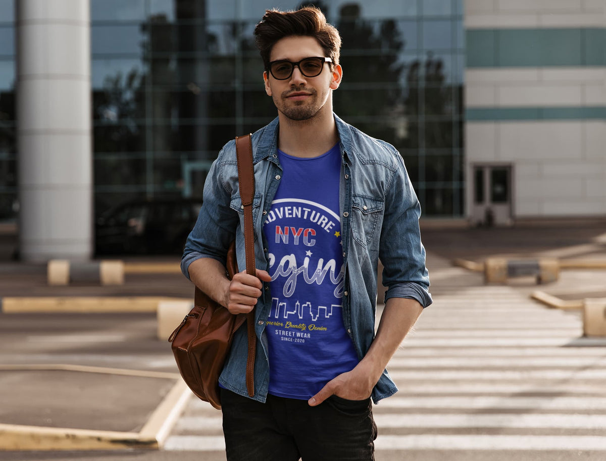 Men's Royal Blue Round Neck T-shirt