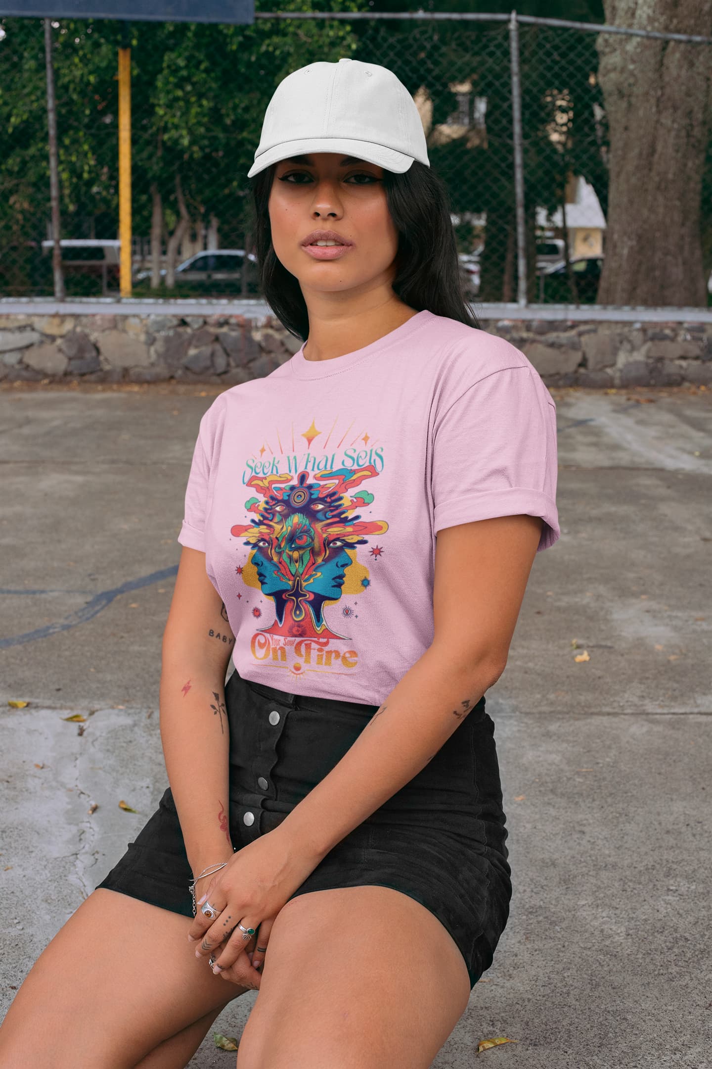 Women's Light Pink Round Neck T-shirts