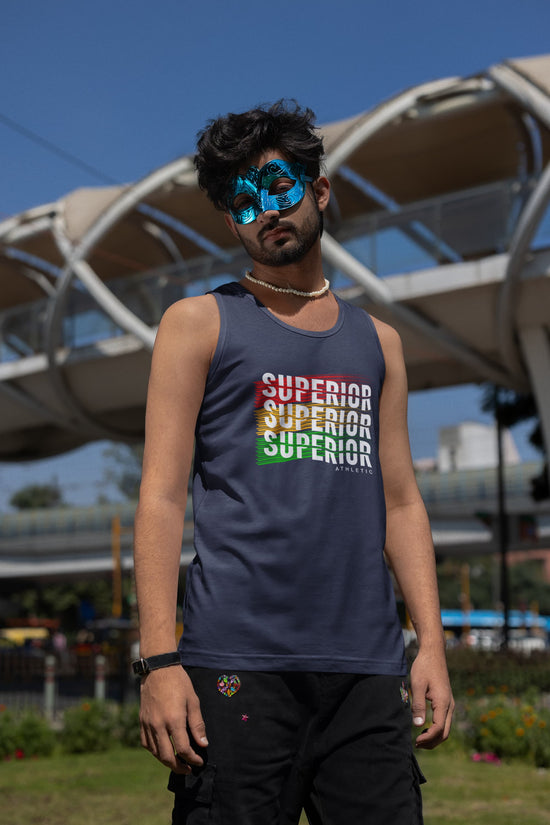 Man wearing a tank top with &